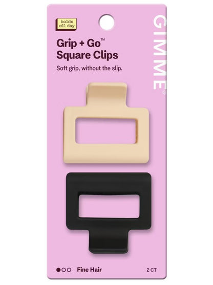 Pinzas cuadradas Gimme Beauty Grip + Go para cabello fino - Crema/Negro - 2 unidades