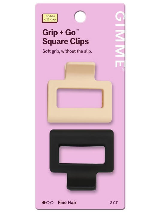 Pinzas cuadradas Gimme Beauty Grip + Go para cabello fino - Crema/Negro - 2 unidades