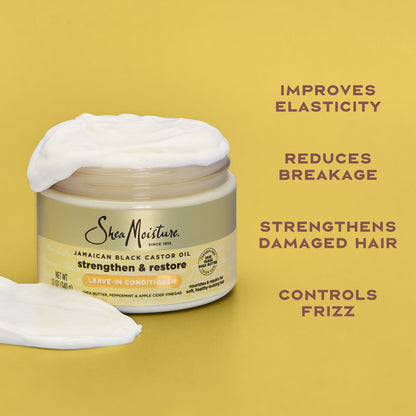 SheaMoisture- Acondicionador sin enjuague para restaurar la fuerza del cabello y controlar el frizz, 326g