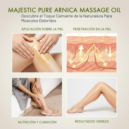 MAJESTIC PURE Aceite de masaje muscular puro de árnica para terapia de masaje, manzanilla - 236ml