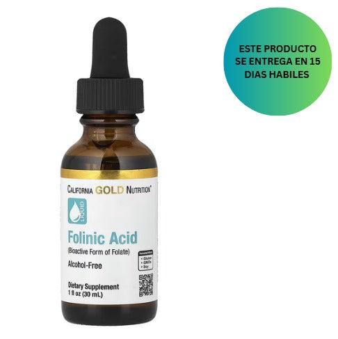 California Gold Nutrition, Ácido folínico, sin alcohol, 30 ml