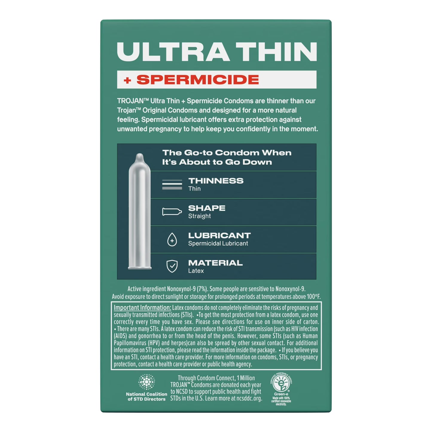 Trojan Preservativos lubricados espermicidas ultrafinos, 12 unidades