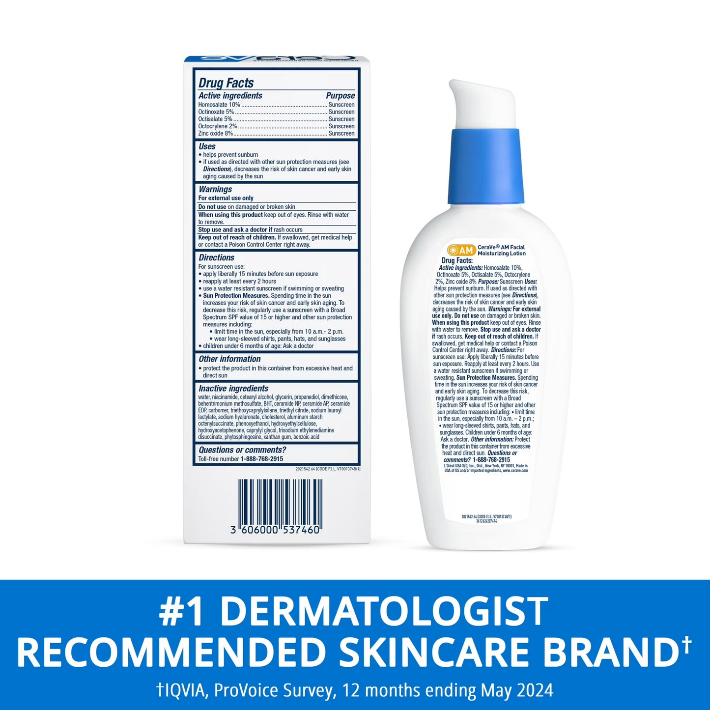 CeraVe -  AM Humectante Facial con Protección de Amplio Espectro, SPF 30 -  89ml