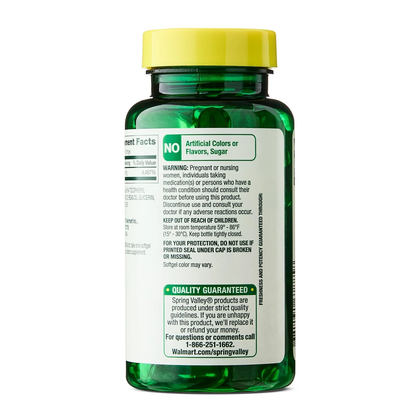 Spring Valley Vitamina E extrafuerte con D-alfa, 670 mg (1000 UI), 60 cápsulas