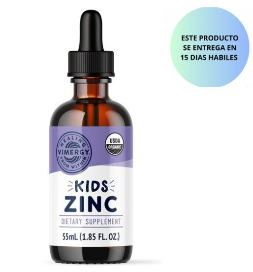 Vimergy Zinc líquido orgánico para niños - Promueve huesos y piel saludables - USDA orgánico, kosher, vegano, sin OMG - 1.9 fl oz