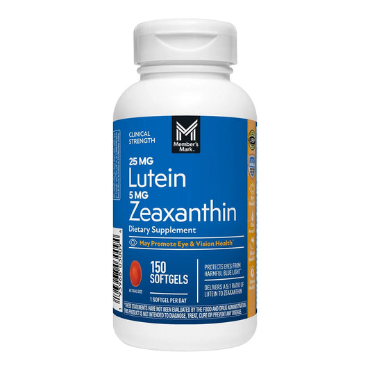 Member's Mark Lutein 25mg Zeaxanthin 5mg 150 softgels