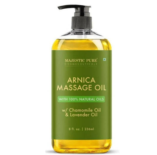 MAJESTIC PURE Aceite de masaje muscular puro de árnica para terapia de masaje, manzanilla - 236ml