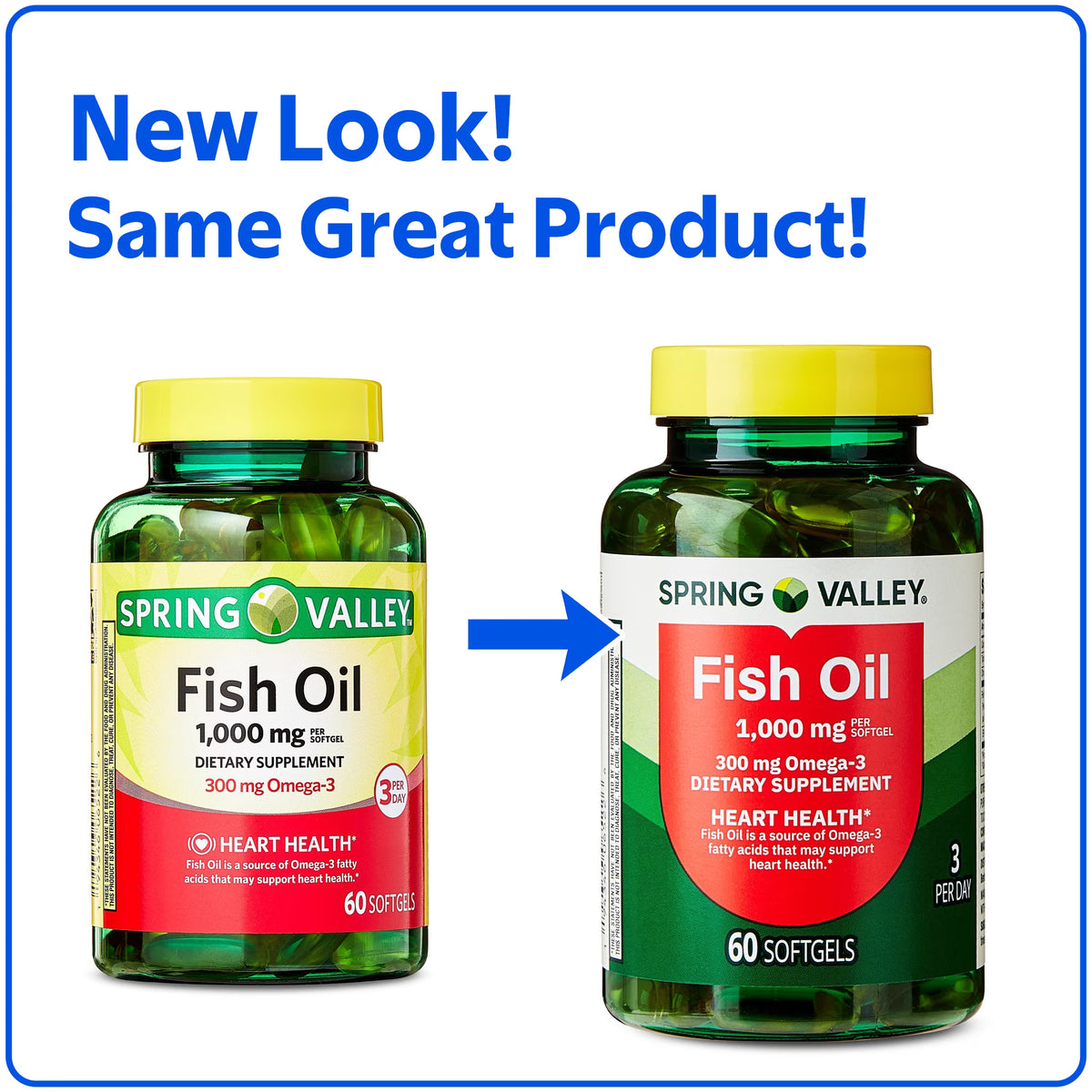 Spring Valley - Fish oil 1,000mg por capsulas, 300mg omega-3 , 60 capsulas