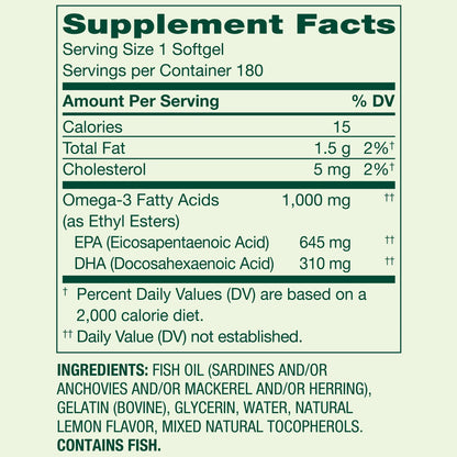 Spring Valley Proactive Support Omega-3, 1000 mg, Cápsulas Blandas