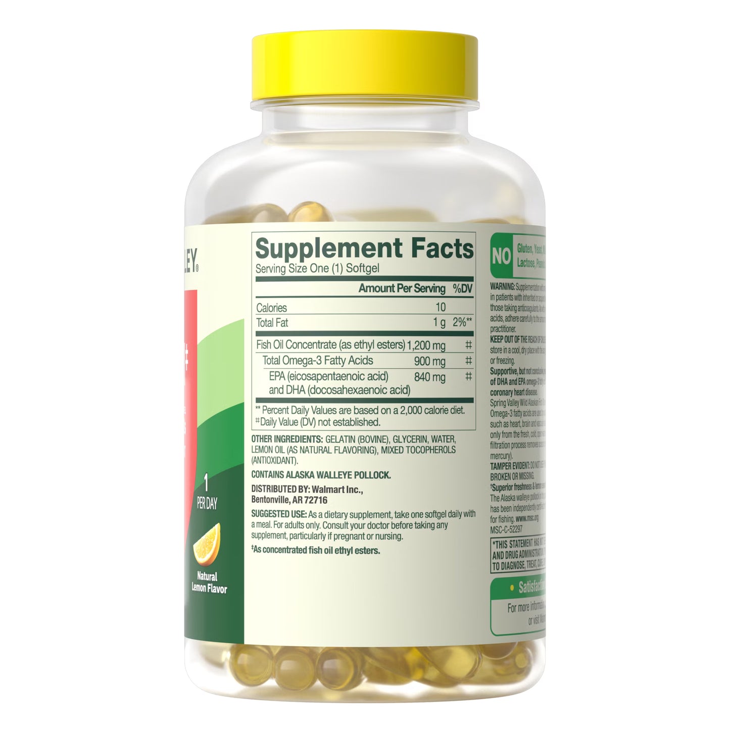 Spring Valley - Fish Oil 1,200mg wild alaskan(900mg omega-3s), 120 capsulas
