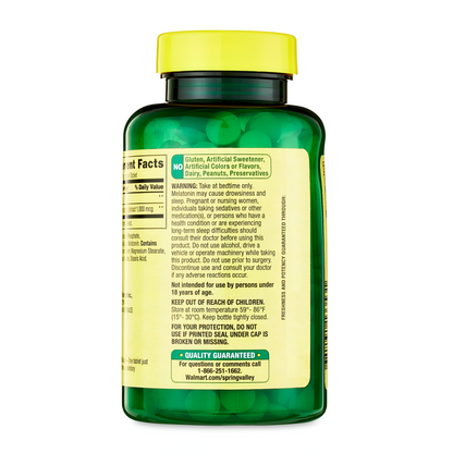 Melatonina de 10mg. Spring Valley Extra fuerte  - 120 Tabletas