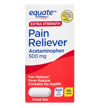 Equate Extra Strength Pain Reliever Acetaminophen 500 mg  40 tabletas