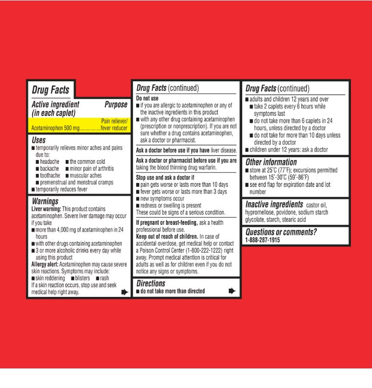 Equate Extra Strength Pain Reliever Acetaminophen 500 mg  40 tabletas
