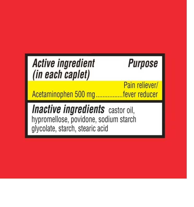Equate Extra Strength Pain Reliever Acetaminophen 500 mg  40 tabletas