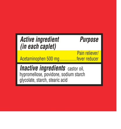 Equate Extra Strength Pain Reliever Acetaminophen 500 mg  40 tabletas