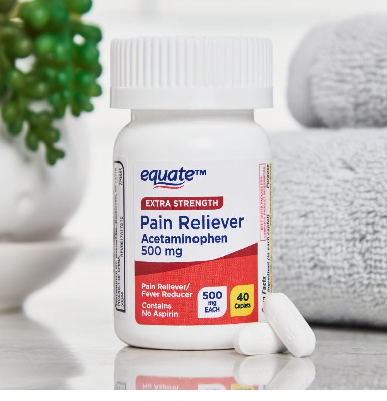 Equate Extra Strength Pain Reliever Acetaminophen 500 mg  40 tabletas