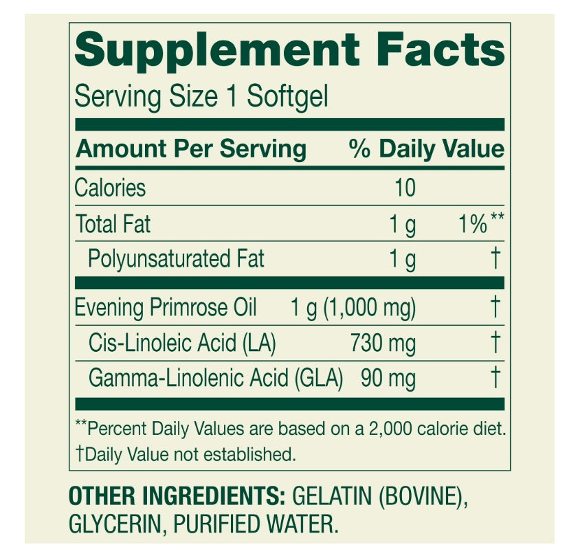 Evening primrose oil 1000mg , 75 capsulas - Spring Valley