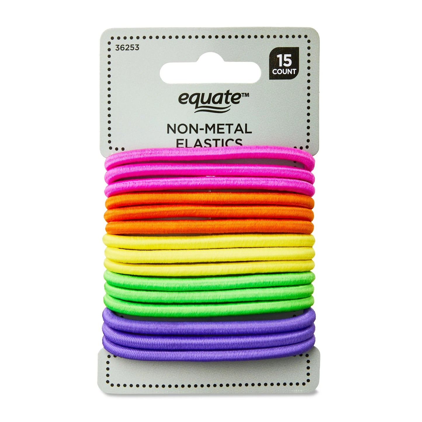 Gomas elásticas para el cabello Equate sin metal, colores surtidos, 15 unidades.