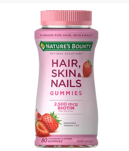 Hair, Skin & Nails con Biotin 2500/ 6000 mcg , 230/80 Gummies Nature´s Bounty