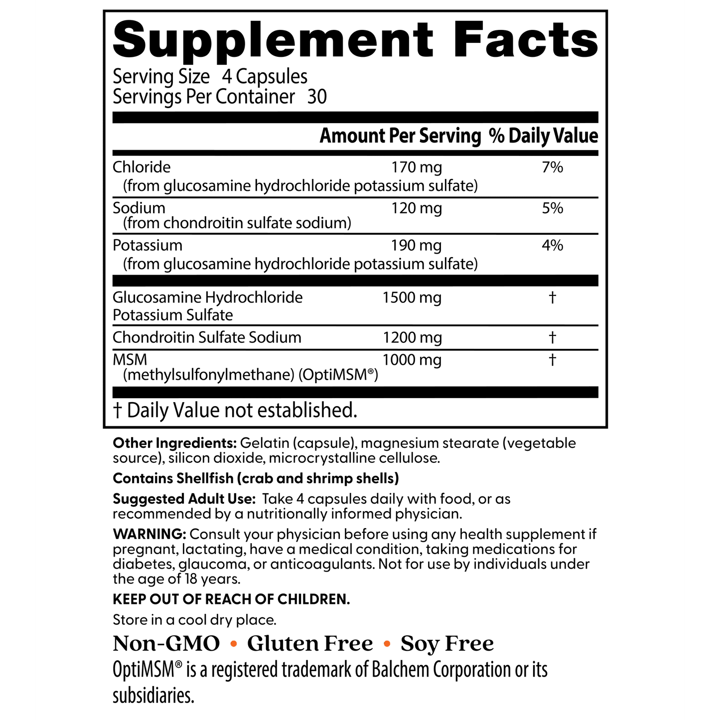 Doctor's Best Glucosamina, condroitina y MSM con OptiMSM, apoyo para las articulaciones, sin OMG, sin gluten ni soja, 120 cápsulas