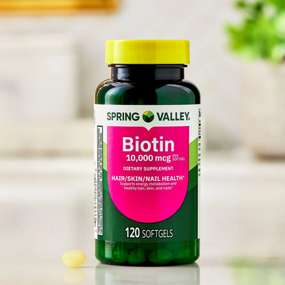 Spring Valley Biotin Softgels, Dietary Supplement, 10,000 mcg 120 softgels