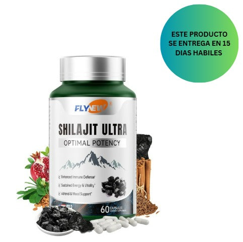 Fly New Shilajit con Ácido Fúlvico Natural y L-Arginina, 60 capsulas