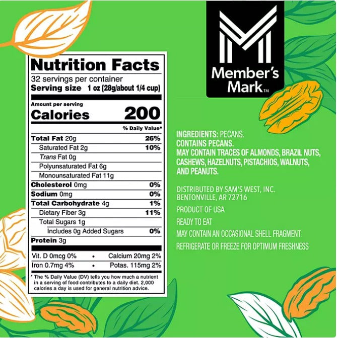 Member's Mark  pecanas naturales 32 oz