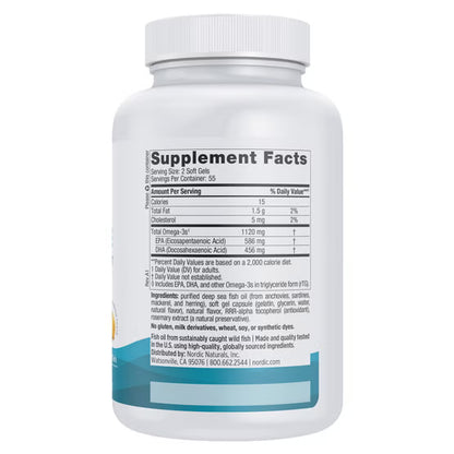 Nordic Naturals - Ultimate omega minis fish oil 1120mg, 110 mini capsulas sabor a limon