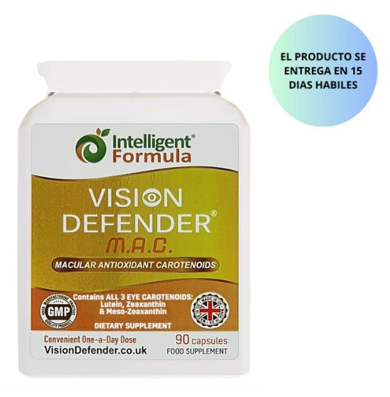 Suplemento ocular Vision Defender MAC: luteína, zeaxantina y meso-zeaxantina triple antioxidante carotenoides para la salud ocular y la vista 90 cápsulas
