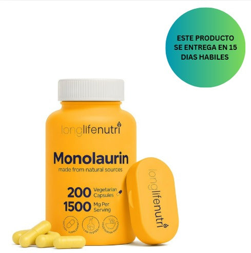 Longlifenutri , vitamina monolaurina de 1500 mg - 200 cápsulas vegetarianas