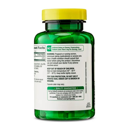 Cápsulas de citrato de magnesio de liberación rápida Spring Valley para la salud ósea, 100 mg 100 capsulas