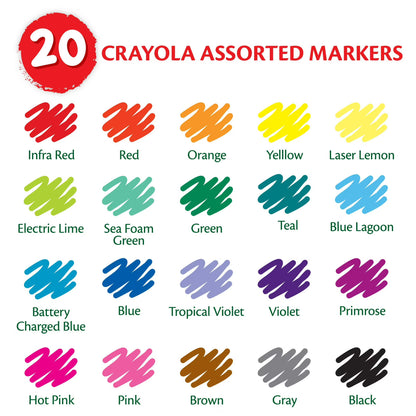 Marcadores de punta gruesa Crayola, paquete de 20 unid