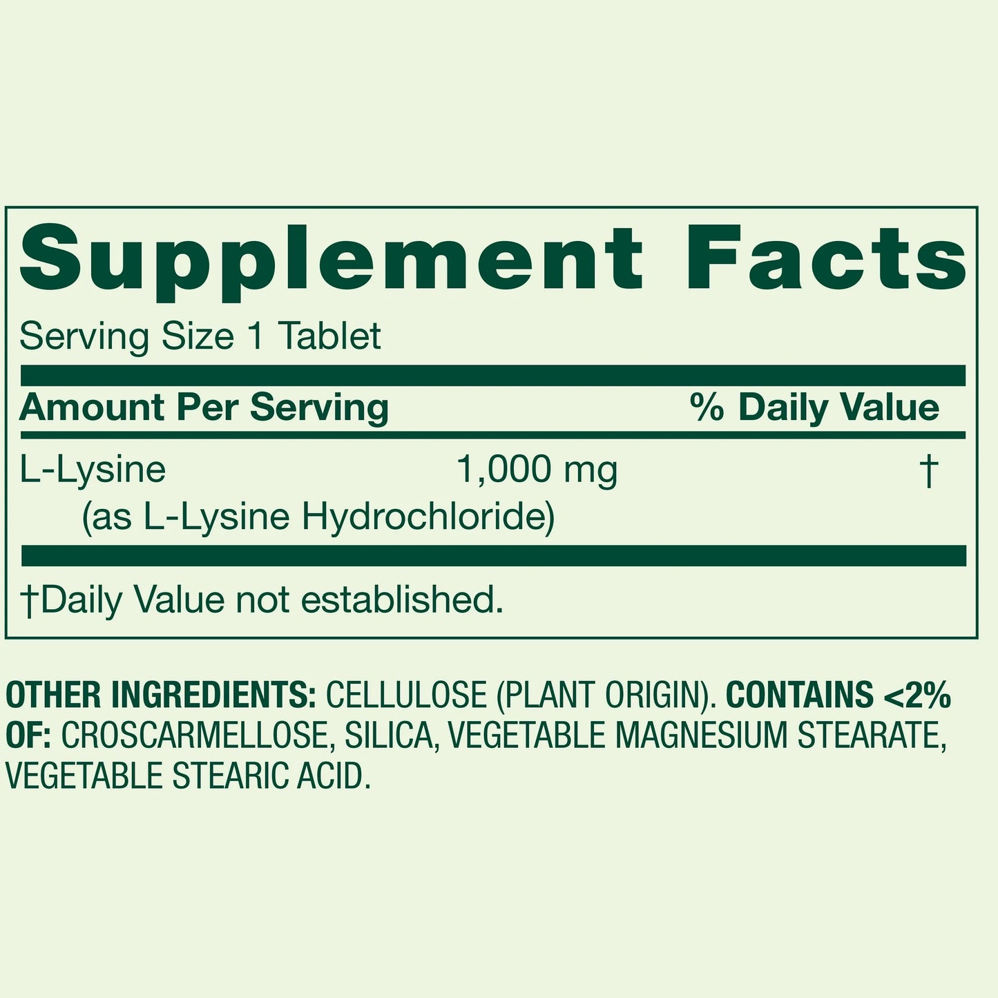 Spring Valley, L-Lysine 1000mg, 100 tabletas