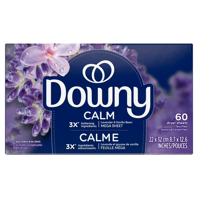 Toallitas para secadora Downy Infusions Mega, calmantes, lavanda, 60 unidades