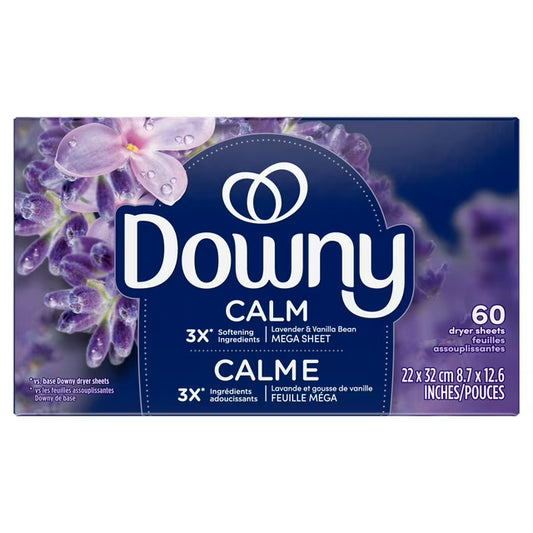 Toallitas para secadora Downy Infusions Mega, calmantes, lavanda, 60 unidades
