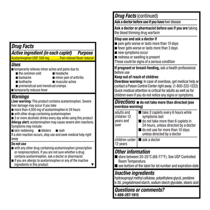 Equate - Analgésico de Fuerza Extra Acetaminofén 500 Mg, 100 caplets