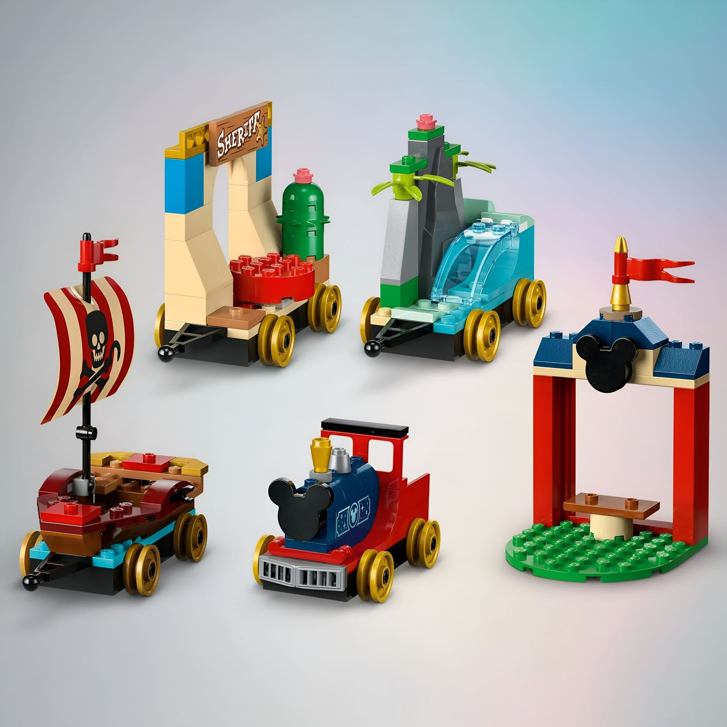 LEGO Disney 100 Tren de Celebración 43212 Juguete de construcción, juego imaginativo, divertido regalo de cumpleaños para niños en edad preescolar a partir de 4 años, 6 minifiguras de Disney: Moana, Woody, Peter Pan, Campanita, Mickey y Minnie Mouse