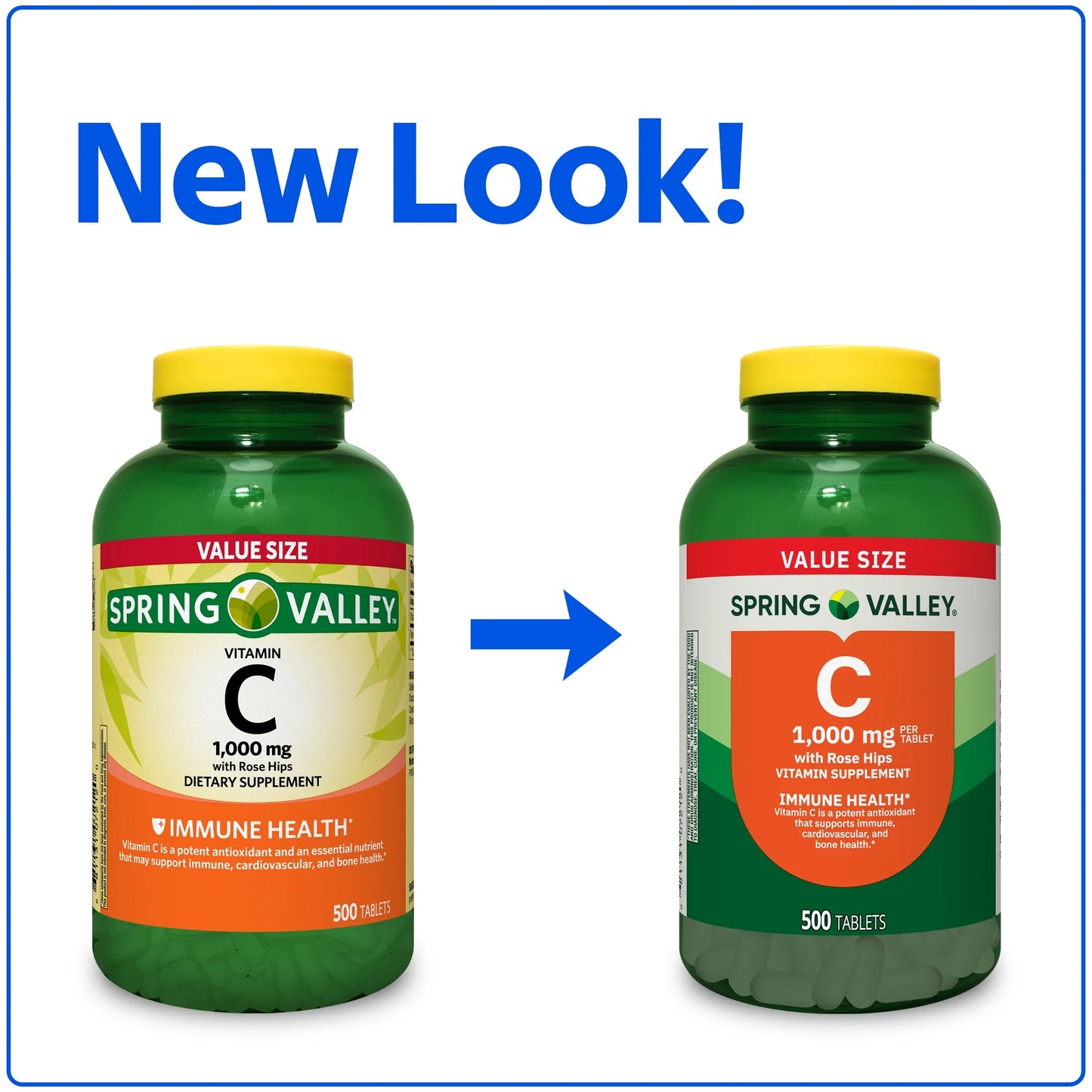 Spring Valley-  Vitamina C , 1000 mg- 500 tabletas