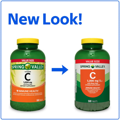 Spring Valley-  Vitamina C , 1000 mg- 500 tabletas