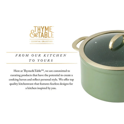 Thyme & Table Supreme Juego de ollas antiadherentes de 12 piezas  - color Oliva