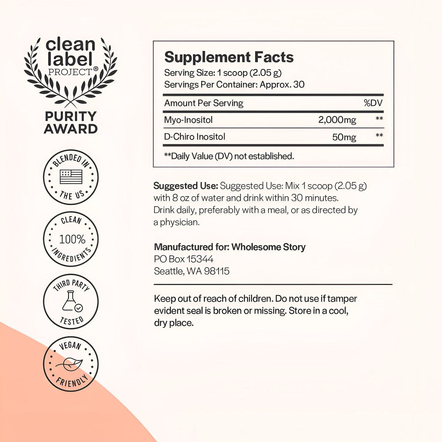 Myo-inositol y D-Chiro Inositol en polvo  61.5 g - Wholesome Story