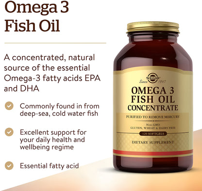 Omega 3  Fish Oil Solgar 2000mg. Aceite de Pescado Concentrado  -  Cápsulas  de Gel