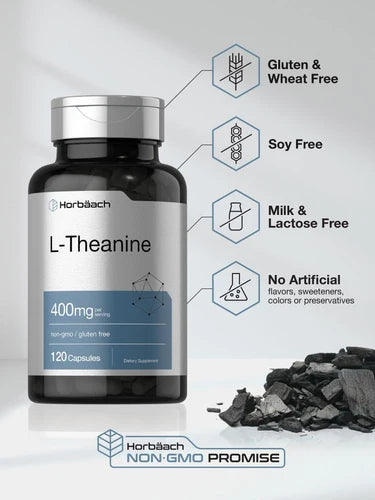 Horbaach, L-Theanine 400mg, 120 capsulas