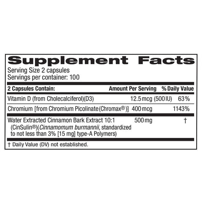 Trunature Cinnamon Concentrate Cinsulin 500mg, 200 Capsulas