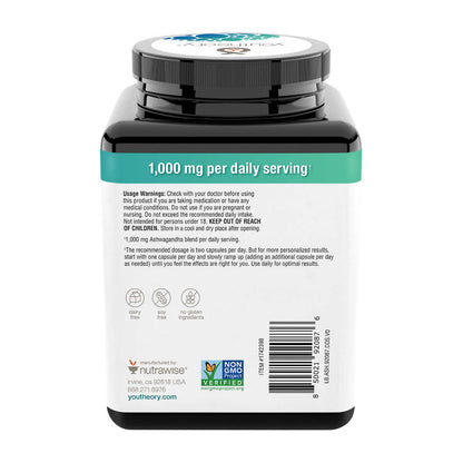 Youtheory Ashwagandha 1000mg - 180 Cápsulas Vegetarianas