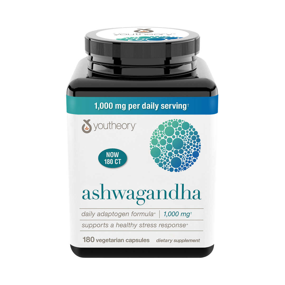 Youtheory Ashwagandha 1000mg - 180 Cápsulas Vegetarianas
