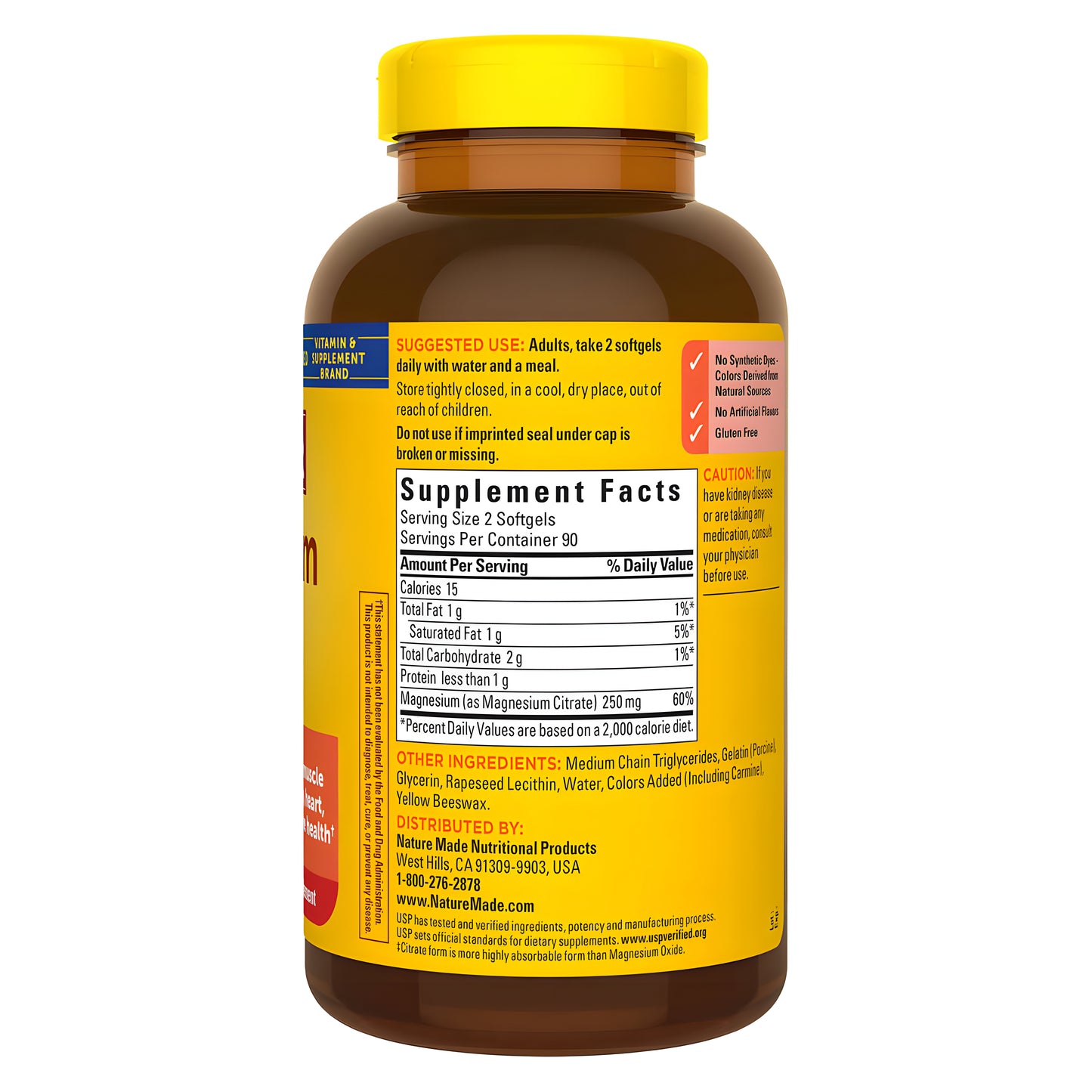 Citrato de Magnesio 250 mg 120/180 Cápsulas Blandas-Nature Made