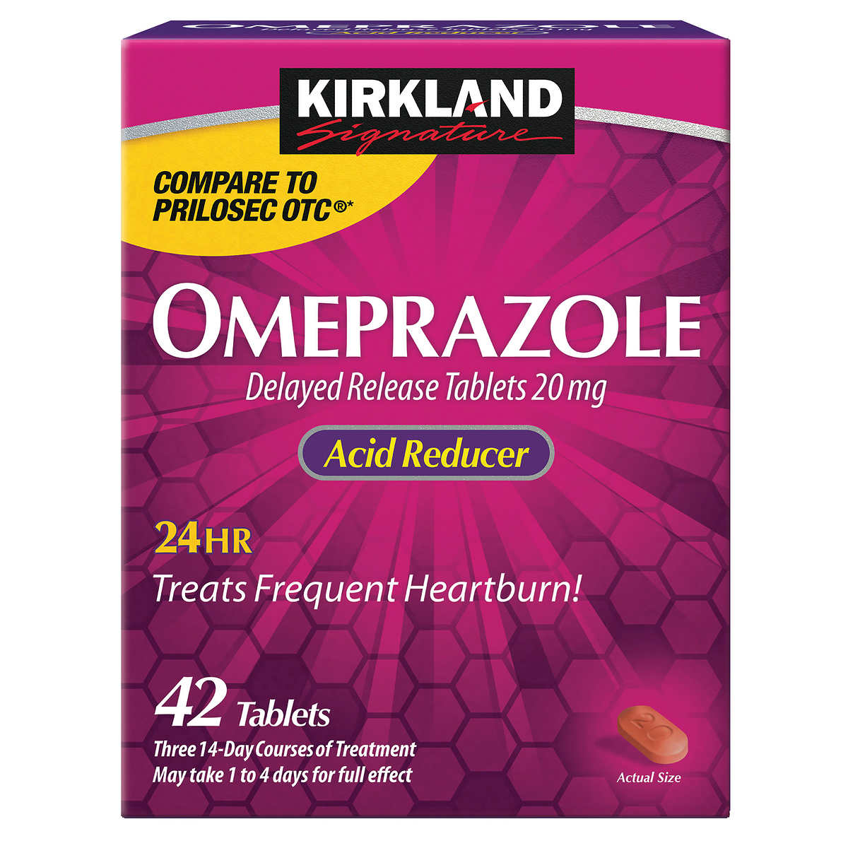 Omeprazole 20 mg.Kirkland Signature, 42 Tabletas.