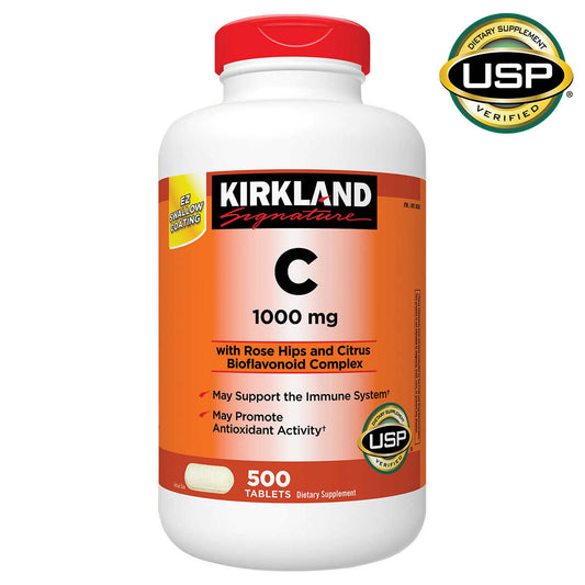 VITAMINA C 1000MG - 500 TABLETAS - KIRKLAND -Complejo Bioflavonoides  y Rosa Mosqueta .1000 mg 500 Tab