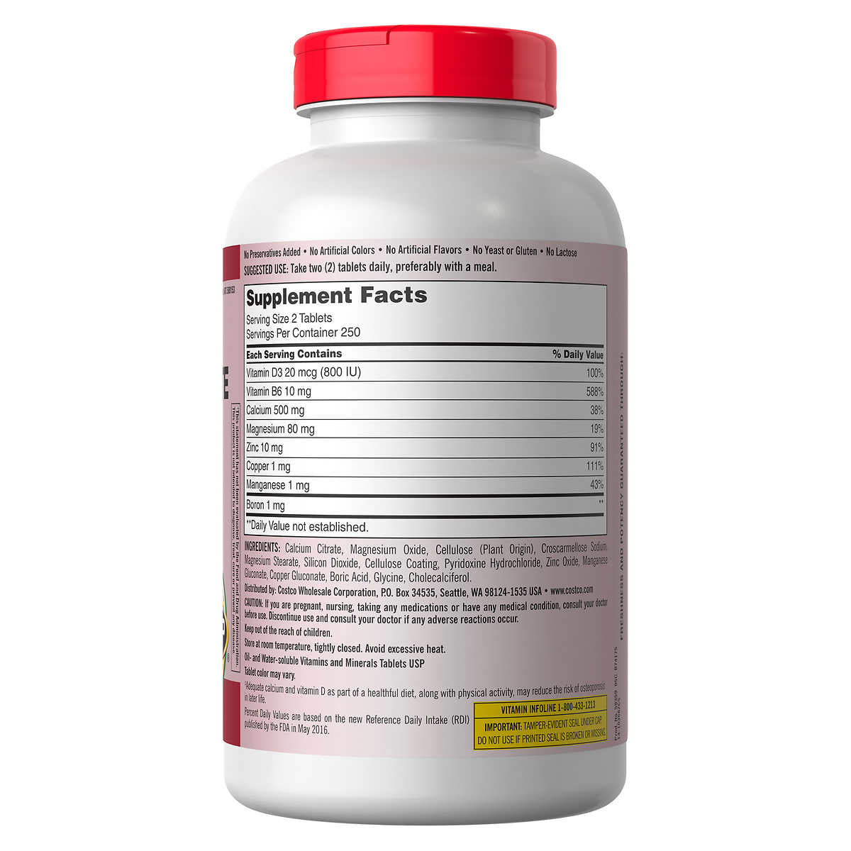CALCIUM CITRATE, MAGNESIUM & ZINC - KIRKLAND 500 tabletas